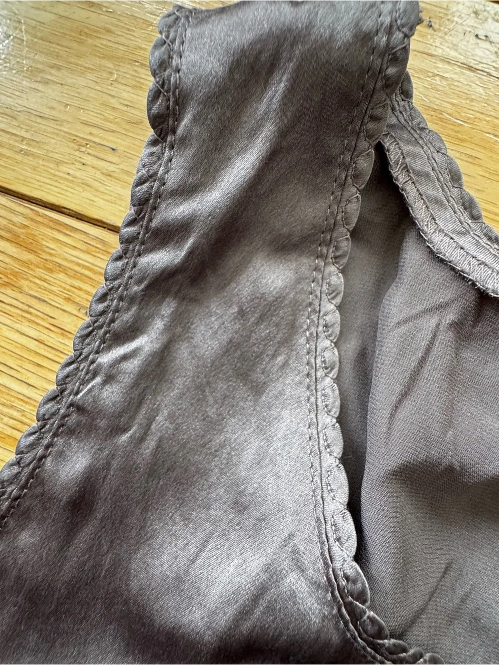 Vintage 100% Silk Mauve Satin Tank Top Minimalist Shell - Picture 4 of 5